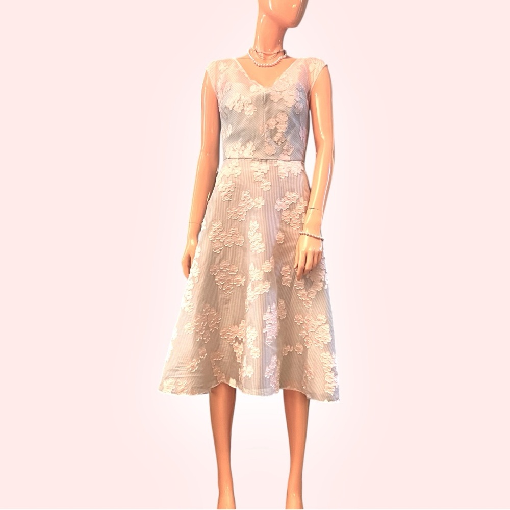 LELA ROSE Silk Fit and Flare V Neck Cap Sleeve Cocktail Dress NWT Wedding Guest